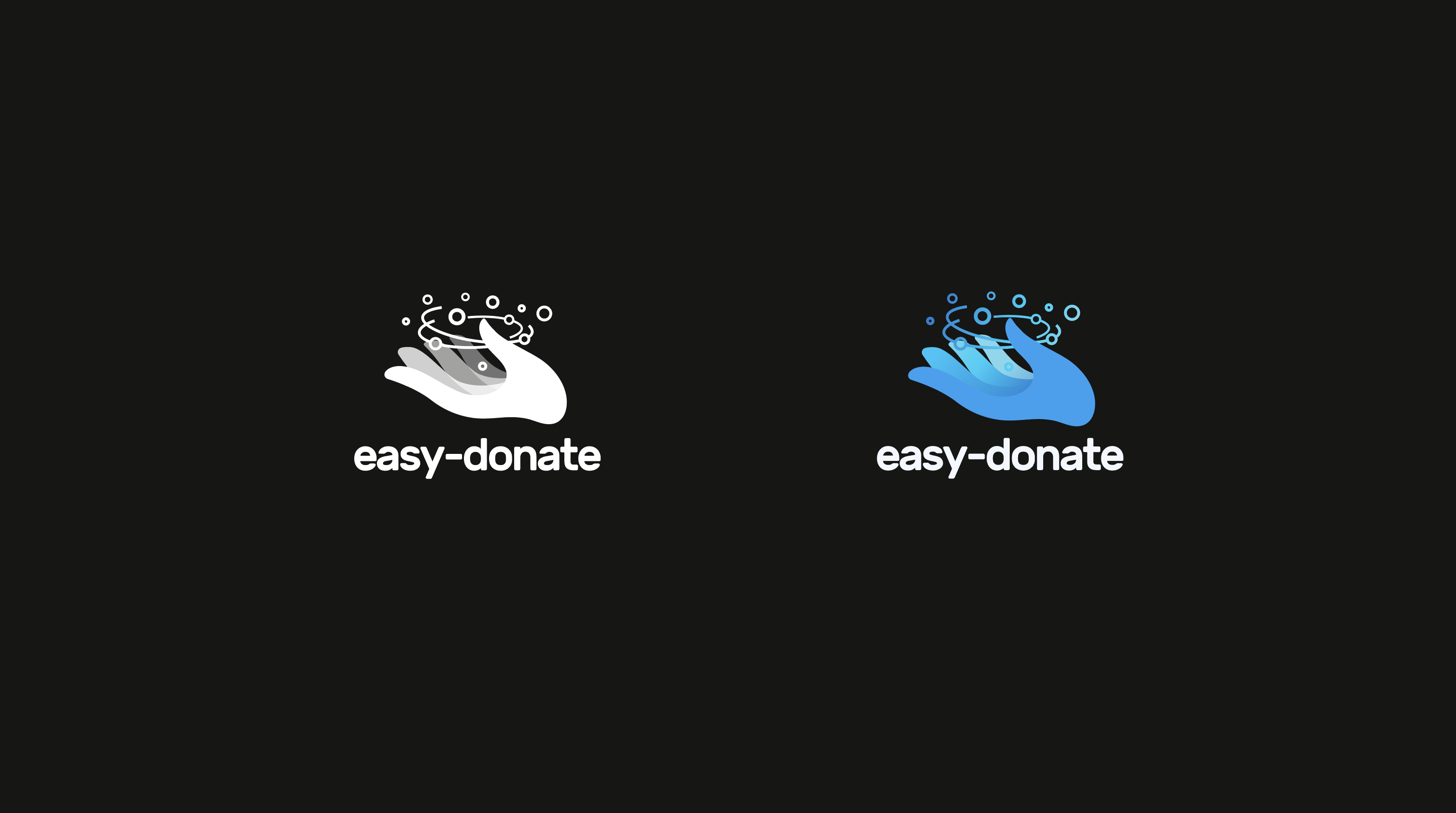Logotipo Easy Donate en fondos claro y oscuro